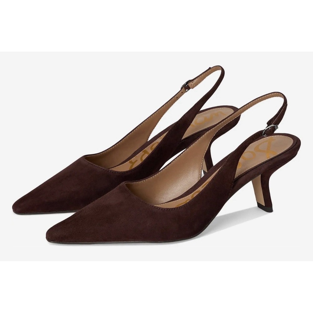 Sam Edelman Bianka Sling Chocolate Suede Size 13 Kitten Heel